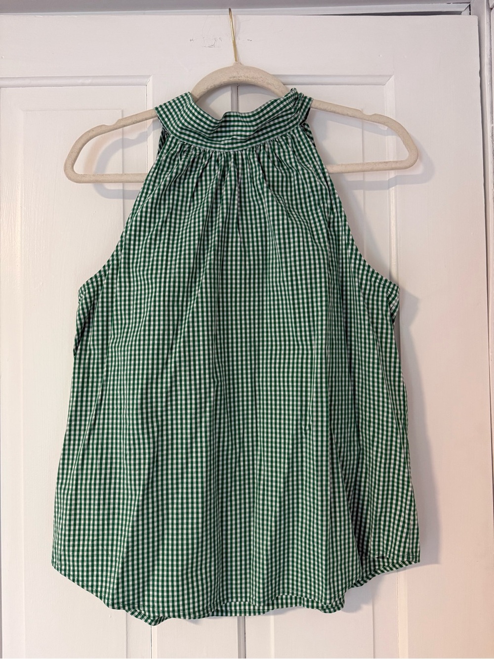 J. Crew Green Gingham Halter Top
